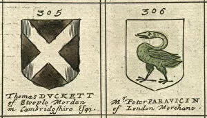 Coat Of Arms Engravings 17th Century Collection: Coat of arms 17th century Duckett and Paravicin