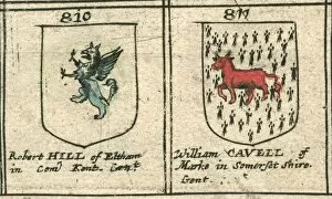 Coat Of Arms Engravings 17th Century Collection: Coat of arms 17th century Hill and Cavell