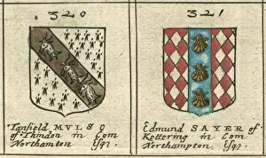Coat Of Arms Engravings 17th Century Collection: Coat of arms 17th century Mulso and Sayer