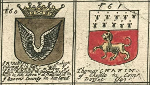 Coat Of Arms Engravings 17th Century Collection: Coat of arms 17th century Ridgeway and Chaffin
