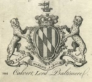 Coat of Arms Engravings 18th Century Collection: Coat of Arms Calvert Lord Baltimore 18th century