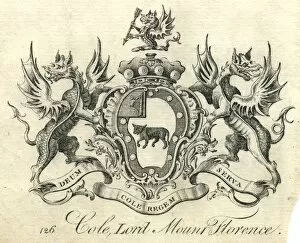 Images Dated 10th March 2013: Coat of arms Cole, Lord Mount Florence 18th century