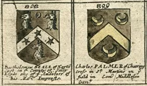 Coat of arms copperplate 17th century Beale and Palmer