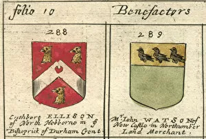 Images Dated 26th February 2013: Coat of arms copperplate 17th century Ellison and Watson