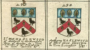 Images Dated 26th February 2013: Coat of arms copperplate 17th century Haslewood