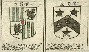 Image Created 17th Century Prints: Coat of arms copperplate 17th century Langley and Blackett