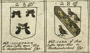 Images Dated 27th February 2013: Coat of arms copperplate 17th century Lilburne and Carr