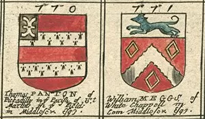 Coat of arms copperplate 17th century Panton and Meggs