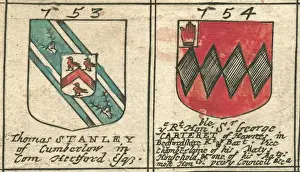 Image Created 17th Century Prints: Coat of arms copperplate 17th century Stanley and Carteret