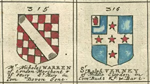 Coat Of Arms Engravings 17th Century Collection: Coat of arms copperplate 17th century Warren and Verney