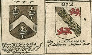 Coat of arms copperplate 17th century Williams and Littlemore