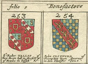 Coat of arms copperplate 17th century Yallop and Clifford