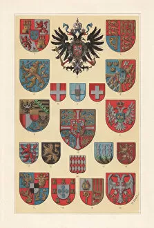 Coats of Arms Engravings 19th Century Gallery: Coat of arms of the European states, lithograph, published 1897