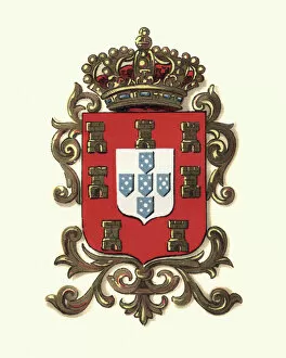 Coat of Arms Engravings 18th Century Collection: Coat of Arms of Portugal, 1898