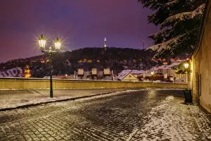 Deep Snow Collection: Cobblestone road in the Lesser Town, Prague, Czech Republic