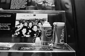 Pepsico Prints: Coke and Pepsi Cans Participating in Space Food Exhibition