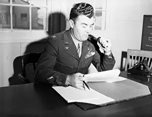 Colonel Prints: Col. Paul Tibbets Shown In His Office
