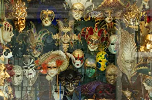 Retail Gallery: collage, color image, concept, costume, decorative, disguise, display, face, festive