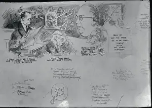 Edward J Prints: Collage Illustration of Witnesses in Hauptmann Trial