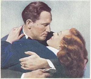 Collectible cigarette card, Famous Love Scenes series, 1939