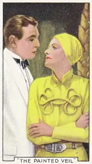 Prints of Collectible tobacco or cigarette card, Shots from Famous Films series, published in 1935 by Gallaher Ltd Timeless Elegance: The Iconic Greta Garbo Collection: Collectible Gallaher cigarette card, Shots from Famous Films series, 1935