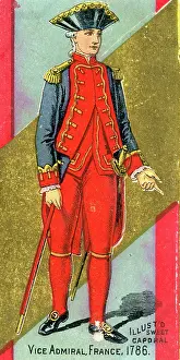 Collectible Sweet Caporal tobacco card depicting a Vice Admiral from 1786 France, Military Series, 1889