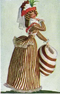 Collectible tobacco card, German Fashions of 1795, Salem Cigarettes, 1927