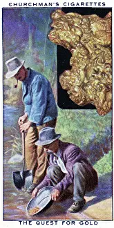 Collectible tobacco card, Gold Mining, Churchman's Cigarettes, 1937