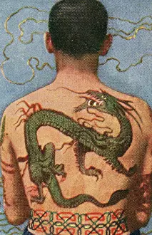 Collectible tobacco card, Japanese Dragon Tattoo, Salem Cigarettes, 1927