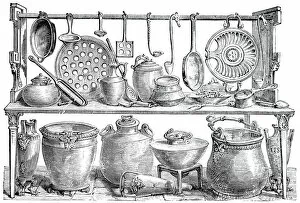 Images Dated 28th August 2017: Collection of kitchenware from ancient Pompeii