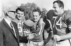 Santa Clara Prints: College Football Players Talking with Former Coach