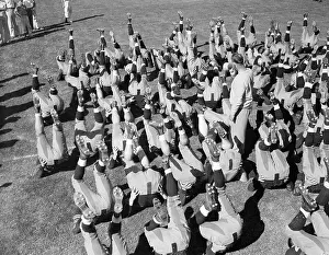 College Football Team Exercising