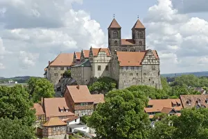 Harz Prints: Collegiate Church of St. Servatius with monastery buildings on the Schlossberg or castle hill