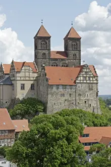 Harz Prints: Collegiate Church of St. Servatius with monastery buildings on the Schlossberg or castle hill