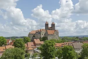 Harz Prints: Collegiate Church of St. Servatius with monastery buildings on the Schlossberg or castle hill