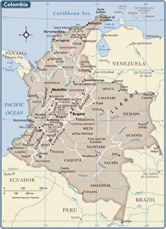 Images Dated 12th November 2017: Colombia country map