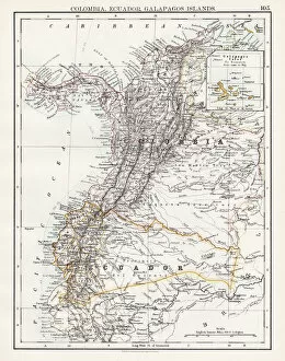 Galapagos Islands Gallery: Colombia Ecuador Galapagos map 1897