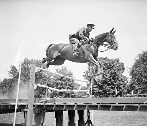 Patton Prints: Colonel George Patton Jumping Hurdle on Horse