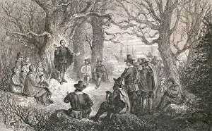 Rhetoric Prints: Colonists Listening to Man Speaking