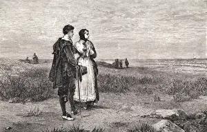 Colonists Watching Mayflower Leave New World