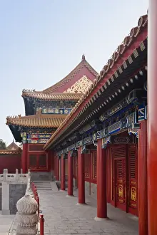 Colonnade in a building, Forbidden City, Beijing, China