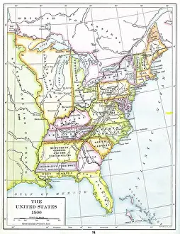 Prints of Color coded map of the United States of America, including Northwest territory, Indiana territory, Mississippi territory, Spanish possessions ceded to France Discover the World in Maps: Past, Present, and Beyond: Color Coded Map Of USA
