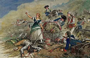 Determination Prints: Color Engraving of Molly Pitcher at the Battle of Monmouth
