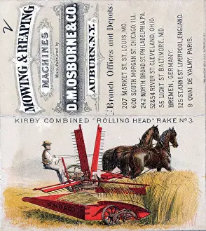 Rake Prints: Color Illustration Of Horsedrawn Rake