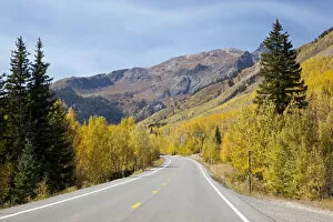Colorado Gallery: color image, colorado, day, highway, hill, horizontal, landscape, million dollar highway