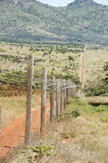 Images Dated 2nd January 2012: color image, colour image, day, daytime, dirt track, fence, grass, hill, kenya, laikipa district