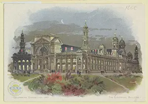 Souvenir Prints: Color Print Depicting the Electrical Building at the World's Columbian Exposition