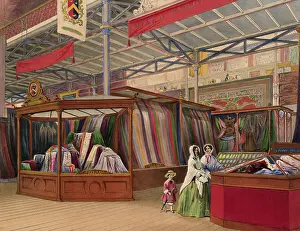 Carpet Prints: Color Print Depicting a Textile Display at the 1851 London Exposition