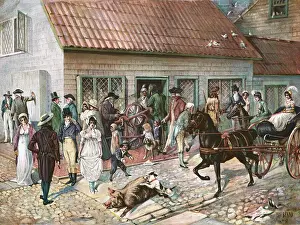 Pulling Prints: Color Print Showing the Corner of Liberty and William Streets After Daniel Carter Beard