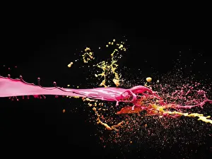 Prints of color splash in studio, 2 colours splashing Stone Prints: Color splash
